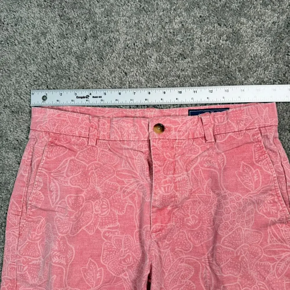 Vineyard Vines Mens 32 Chino Breaker Shorts Pink Cotton Hawaiian Floral Summer
